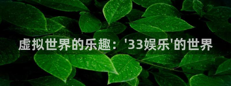 开丰娱乐地址：虚拟世界的乐趣：\'33娱乐\'的世界